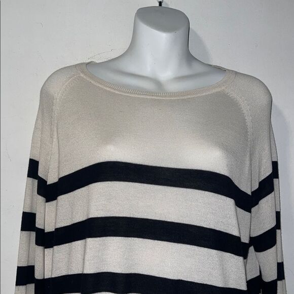 ZARA Ivory Black Striped Lightweight Pullover Sweater-M - Picture 3 of 10